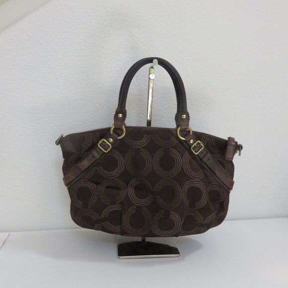 Brown Coach Madison Dotted Op Art Sophia Satchel - Picture 5 of 8